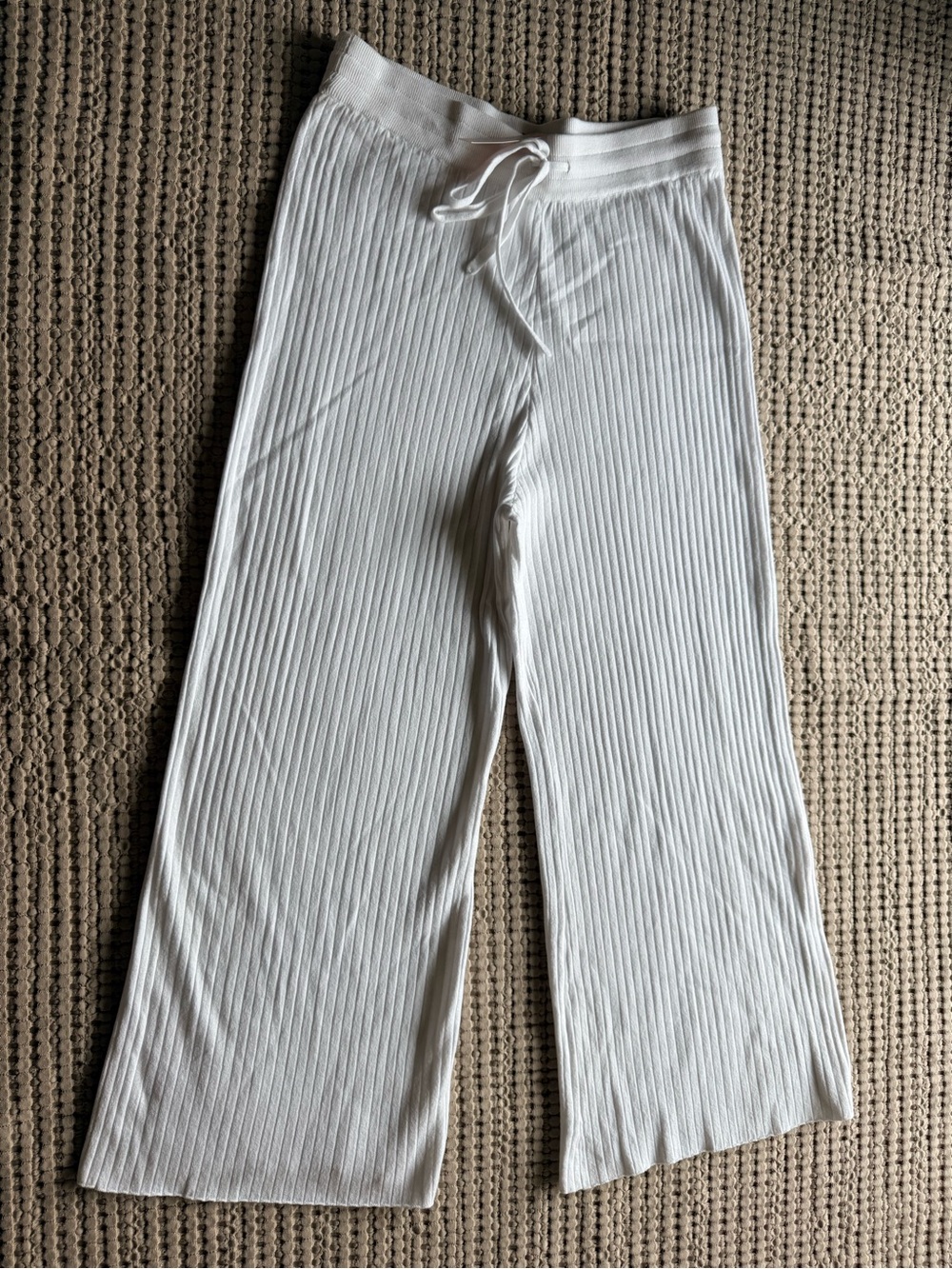 Victoria Secret White Ribbed Knit Wide-Leg Lounge Pants size M
